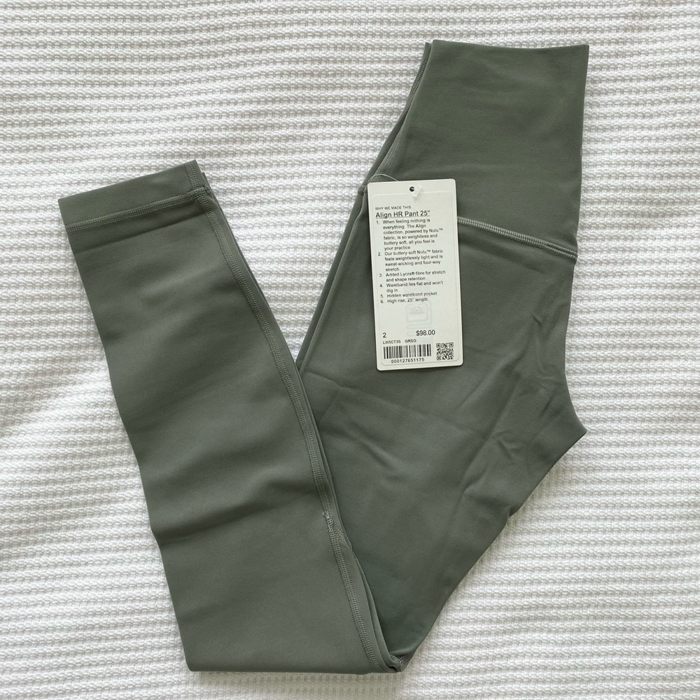 Lululemon Align High Rise Legging 25” Grey Sage size 2